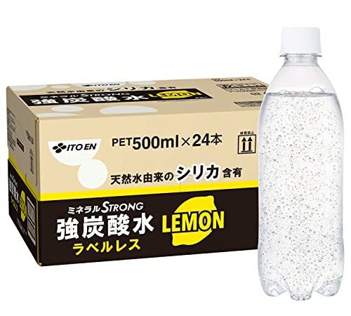 【Amazon.co.jp限定】伊藤園 ラベルレス 強炭酸水 レモン シリカ含有 500ミリリットル (x 24)