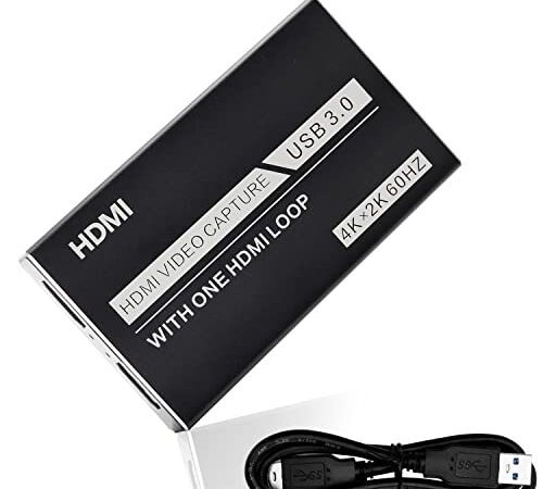 4K HDMI キャプチャーボード ビデオ ゲームキャプチャー USB3.0 60fps パススルー フルHD ビデオキャプチャー 内蔵 ゲーム実況生配信、会議、ライブビデオ配信、画面共有、録画に適用 コンパクト Nintendo Switch、Xbox One、OBS Studio対応 Zoom 電源不要