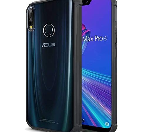 FINON Zenfone Max Pro M2 ケース ZB631KL カバー スマホケース クリア クリアケース 米軍MIL規格準拠モデル ハイブリッド ケース 指紋認証可能モデル 耐衝撃 シンプル ブラック