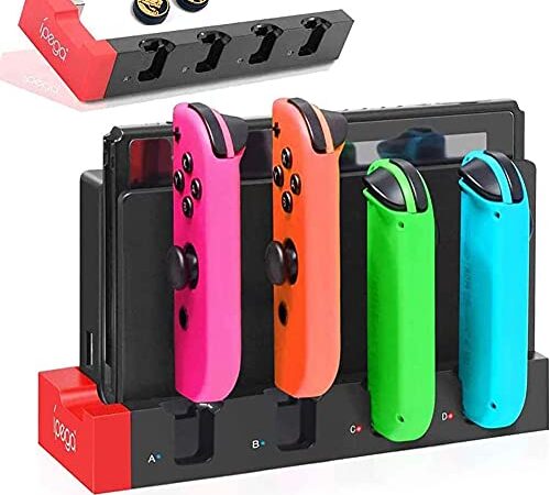 Switch ジョイコン 充電スタンド Joy Con 充電 ホルダー 左/右 ハンドル 4台同時充電 急速充電器 5in1 収納 一体型 過電流保護 LED ジョイコン コントローラー