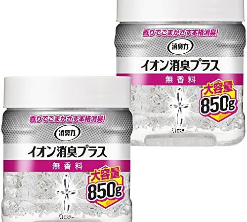 [ 消臭力 イオン消臭プラス ]【まとめ買い】 部屋 トイレ用 置き型 無香料 大容量 本体 850g×2個 クリアビーズ 部屋用 玄関 リビング キッチン トイレ 消臭剤 消臭 芳香剤