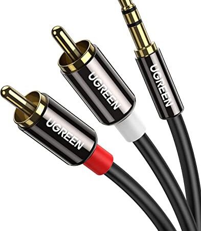 UGREEN RCA 3.5mm 変換 オーディオケーブル ステレオミニプラグ RCA ミニピン 赤白 ミニコンポ アンプ AVセレクタ PC iPhone Android 端末 車載AUX などに対応 2m