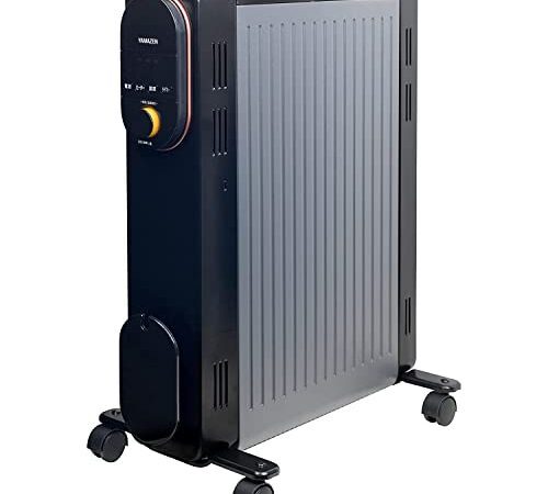 [山善] オイルレスヒーター 1200W 最大8畳 出力3段階切替 省エネ 温度調節機能 24時間入切タイマー付 チャイルドロック 転倒オフスイッチ ブラック DOL-J12(BK)