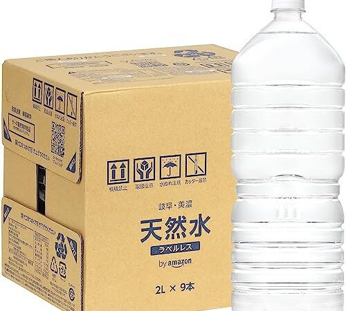 [Amazonブランド] by Amazon 天然水ラベルレス 岐阜・美濃 2L×9本 (Happy Belly)