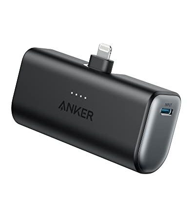 Anker Nano Power Bank (12W, Built-In Lightning Connector) (モバイルバッテリー 5000mAh 小型コンパクト)【MFi認証済/PowerIQ搭載/ライトニング端子一体型】 iPhone 14 / 13 / 12 シリーズ (ブラック)