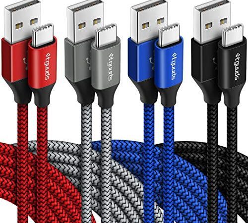 USB Type C ケーブル【1m 4本セット】etguuds 3A 急速充電 タイプc ケーブル 高速データ転送 超耐久ナイロン コード タイプc Galaxy S20 S10 S9 A20 A21 A22 A30, Note 8/9/10, Xperia XZ3 XZ2 XZ, LG, Sense3/4等USB-C 機種対応