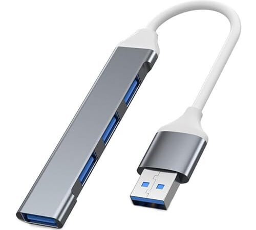 USBハブ USB3.0 1ポート USB2.0 3ポート 最大伝送速度3.0Gbps USB2.0/1.1との互換性あり コンピュータ USB-A ハブ 4in1 USB3.0*1 USB2.0*3 HUB USB拡張 Windows/Mac/PS4/PS5/Chromebook等対応 usb2.0 在宅勤務 テレワーク (グレー)