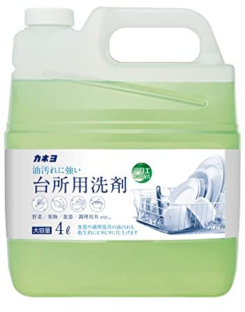 【大容量】 カネヨ石鹸 野菜・食器洗い 台所用洗剤 業務用 4L コック付　日本製　ライムの香り