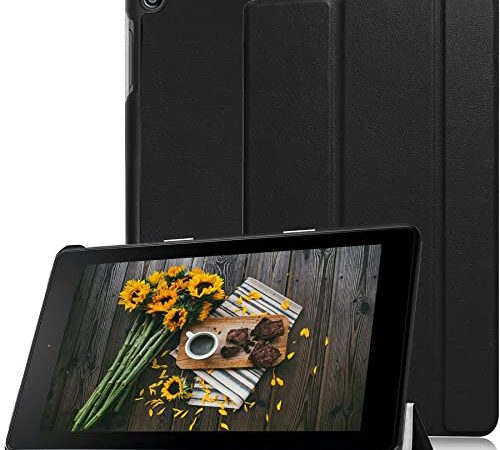 TRkin 2017年-2019発年売 第7世代 対応 Fire HD 8 2019 用のカバー 2017 ケース スタンド機能付き スマートタブレット 保護ケース バンパー 耐衝撃 薄型 超軽量 全面保護型 三つ折スタンド スタンド オートスリープ機能 For Fire HD 8 2017年発売 第7世代 (ブラック)