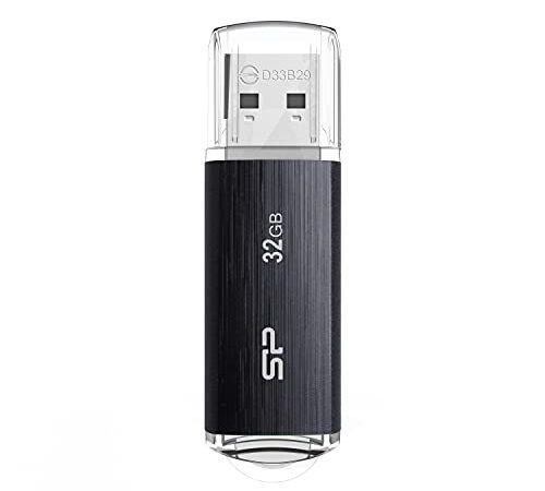 シリコンパワー USBメモリ 32GB USB3.2 Gen1 (USB3.1 Gen1 / USB3.0) フラッシュドライブ ヘアライン仕上げ Blaze B02 SP032GBUF3B02V1K