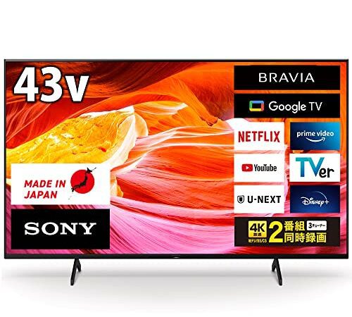 ソニー 43V型 4K X80WKシリーズ 液晶 テレビ ブラビア KJ-43X80WK Google TV Dolby Atmos対応 4.5畳以上推奨 2022年モデル