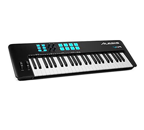 Alesis USB MIDIキーボードコントローラー 49鍵ベロシティ対応FULL LEVELモード対応の8 つのドラムパッド、アルペジエーター、ピッチベンド/モジュレーションホイール、NOTE REPEAT機能搭載 音楽制作ソフトウェアを付属 V49 MKII ブラック