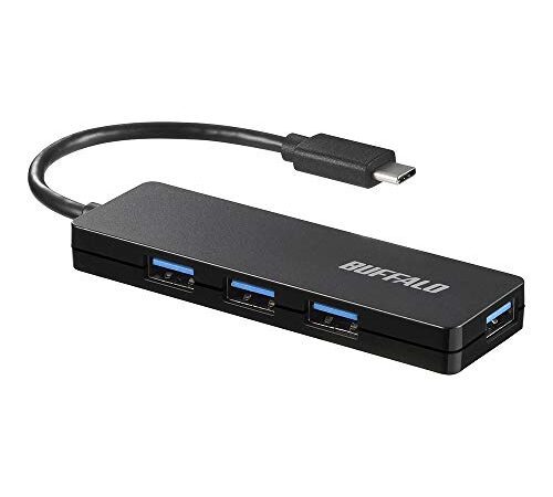 バッファロー BUFFALO USB ハブ PS5 iMac MacBook Air / Pro 対応 TypeC USB3.1 Gen1 4ポート バスパワー ブラック スリム設計 軽量 リモート テレワーク 在宅勤務 BSH4U125C1BK