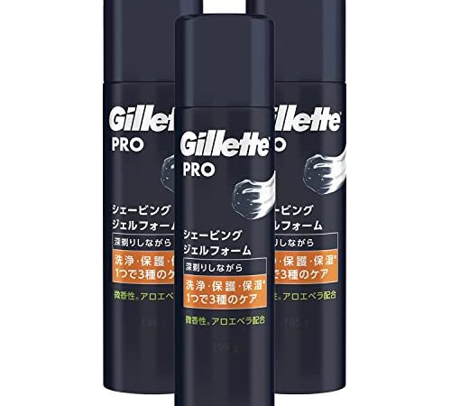 ジレット PRO(プロ) シェービングジェルフォーム 195gx3個 濃厚な泡に変化するジェル 3種のケア 髭剃り カミソリ 男性 メンズ【まとめ買い】