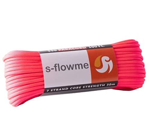 スフローム(s-flowme) パラコード 7芯 4mm x 30m 全60色 耐荷重 250kg クラフト パラコード アクセサリー アウトドア キャンプ テント タープ 用固定用紐 ガイロープ ロープ A15 パラダイスピンク