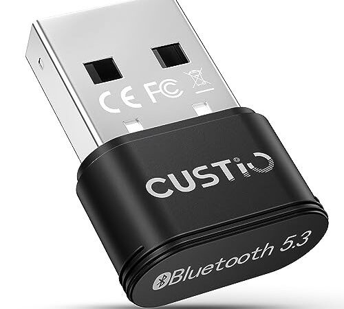 CUSTIC Bluetooth アダプタ 5.3 【業界トップクラスBluetooth5.3技術&ドライバー不要、挿し込で即利用】 Bluetooth USB アダプタ 超低遅延 小型 簡単な操作 最大通信距離20-30m aptX対応 EDR/LE対応(省電力) Win8/8.1/10/11(32/64bit)対応Win7/Mac OS 非対応 (ブラック-01) [並行輸入品]