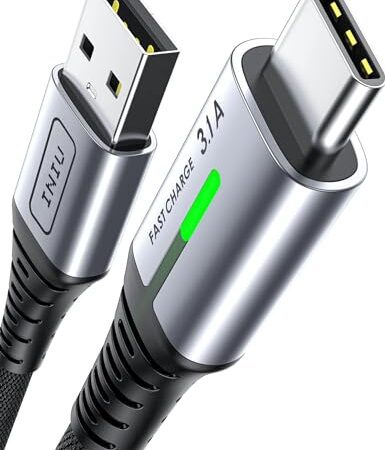 INIU USB C ケーブル 2m 3.1A 急速充電 Type A to C 充電ケーブル QC 対応 超高耐久 ナイロン編み 高速データ転送 タイプC USB-C iPhone 15 Pro Max Plus MacBook Air iPad Mini Samsung Galaxy Xiaomi Huawei Sony Xperia Google Pixel等 type-C機種対応