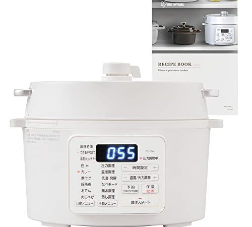 アイリスオーヤマ 電気圧力鍋 圧力鍋 3L 3~4人用 低温調理可能 卓上鍋 予約機能付き レシピブック付き ホワイト PC-MA3-W