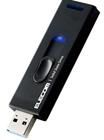 エレコム SSD 外付け 500GB USB3.2(Gen2) 読込速度500MB/秒 アルミ筐体 スライド式 キャップレス 【PS5/PS4/テレビ録画 対応】 ブラック ESD-EMA0500GBK