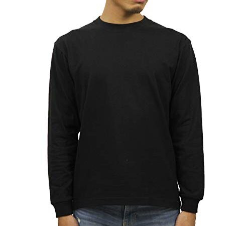[ヘインズ] ビーフィー ロングスリーブ Tシャツ ロンT 長袖 1枚組 BEEFY-T 綿100% 肉厚生地 無地 H5186 メンズ ブラック M